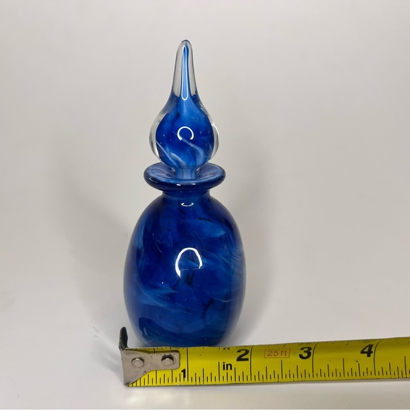 Small Blue Swirl Glass Bottle with Stopper - Picture 11 of 11